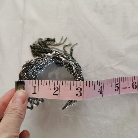 Silver Toned Chain Cuff Bracelet - Picture 5 of 6